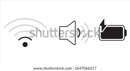 Wi fi, low sound and battery charging icon