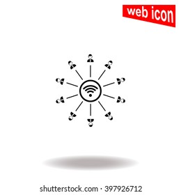 Wi fi network with people. Universal icon to use in web and mobile UI