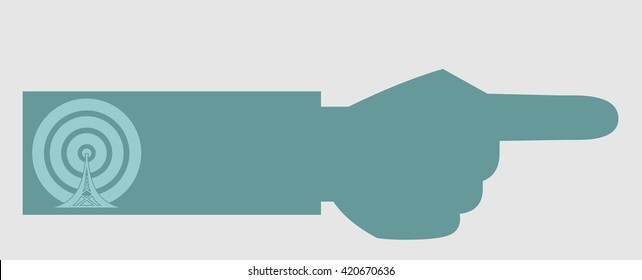 Wi Fi Network  Symbol . Mobile gadgets technology relative vector image. Hand pointing to wireless zone