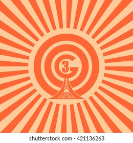 Wi Fi Network  Symbol . Mobile gadgets technology relative vector image. Sun rays background. 3G text