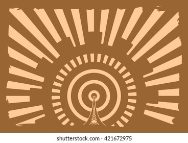 Wi Fi Network  Symbol . Mobile gadgets technology relative vector image. Sun rays background