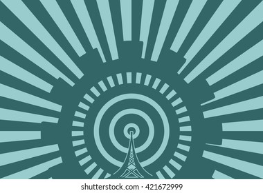 Wi Fi Network  Symbol . Mobile gadgets technology relative vector image. Sun rays background