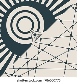 Wi Fi Network Symbol. Mobile gadgets technology relative image. Sun rays background.