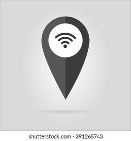 Wi fi pointer on the map, web icon