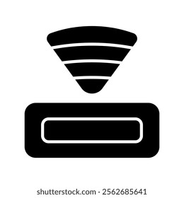 Wi Fi rauter icon with radio wave signal vector illustration background.