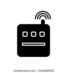 Wi Fi rauter solid  icon with radio wave signal vector illustration background.