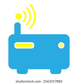 Wi Fi rauter solid icon with radio wave signal vector illustration background.