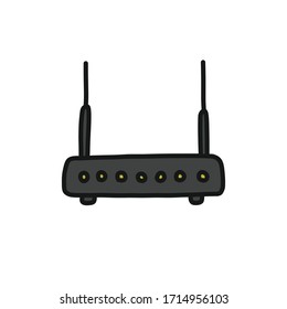 wi fi router doodle icon, vector illustration