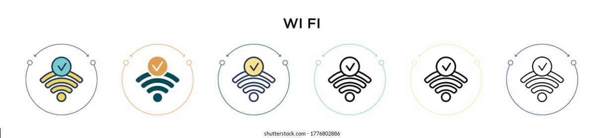 Wi fi sign icon in filled, thin line, outline and stroke style. Vector illustration of two colored and black wi fi sign vector icons designs can be used for mobile, ui, web