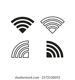 Wi Fi signal icons. Wireless network design. Internet connection symbols. Vector illustration.