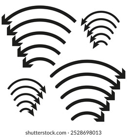 Sinal Wi Fi. Ícone de seta de vetor. Símbolo de onda curva. Forma simples de Wi-Fi.