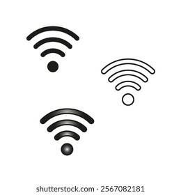 Wi Fi signal. Wireless network symbol. Black connectivity icon. Digital communication.