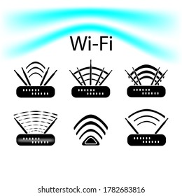 Wi fi symbol. The icon for the coverage area. User sign. Internet zone.