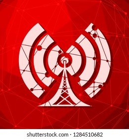 Wi Fi Symbol icon. Mobile gadgets technology relative image. Silhouette textured by lines and dots pattern