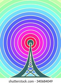 Wi Fi Symbol on rainbow circles backdrop. Mobile gadgets technology relative image