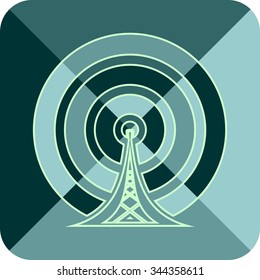 Wi Fi Symbol outline icon. light contour on dark backdrop. Mobile gadgets technology relative image