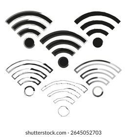 Símbolo Wi-Fi. Vetor de onda de sinal. Ícone da conexão sem fio. Forma de arco curvo.