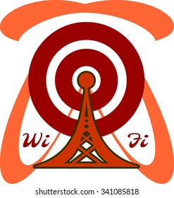Wi Fi Symbol and text. Mobile gadgets technology relative image