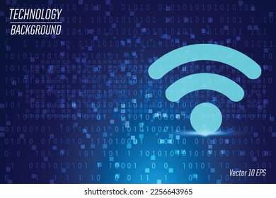 Wi Fi symbol, wireless networking digital hi tech innovation concept, free internet zone and hotspot, futuristic technology, vector business background