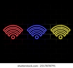 Wi Fi symbol, wireless networking digital hi tech innovation concept, free internet zone and hotspot, futuristic technology with blue neon glow in the smoke, vector business background.