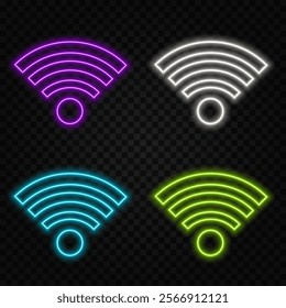 Wi Fi symbol, wireless networking digital hi tech innovation concept, free internet zone and hotspot, futuristic technology with blue neon glow in the smoke, vector business background.