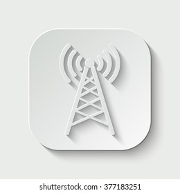 wi fi tower vector icon - paper illustration