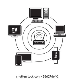Wi fi users icon. connected network device sign