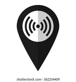 wi fi - vector icon;  black map pointer
