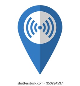 wi fi - vector icon; blue map  pointer