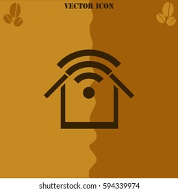 Wi fi vector  icon. Coffee symbol background.