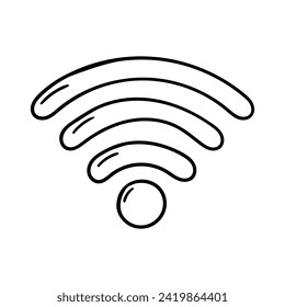 Wi fi vector icon in doodle style. Symbol in simple design. Cartoon object hand drawn isolated on white background.