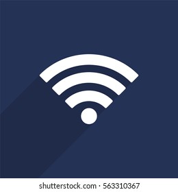 Wi fi vector icon with long shadow isolated on  blue