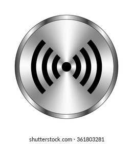 wi fi - vector icon;  metal button