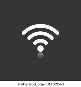 wi fi vector icon with mirror reflection