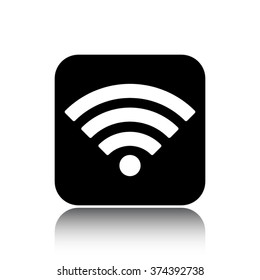 wi fi vector icon on black button with reflection