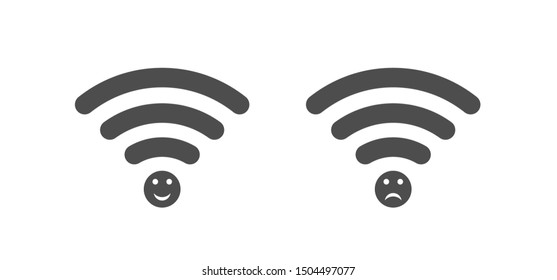 Wi fi vector icons. Wireless technology, Smile icons Vector illustration