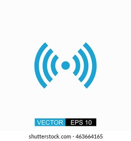 Wi fi vector. Isolated blue icon on white background.