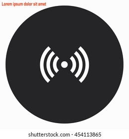 Wi fi web icon. Gray circle button with white illustration.