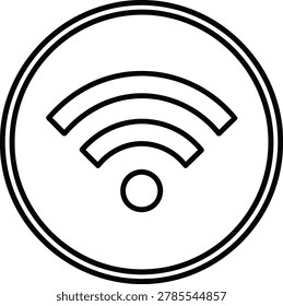 Wi fi wireless internet connection signal icon in circle as PNG asset