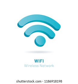 Wi Fi Wireless Network 3D Symbol, Vector Illustration
