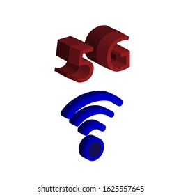 Wi Fi Wireless Network and 5G Symbol, Vector Illustration