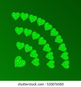 Wi Fi Wireless Network Symbol, Vector Illustration. Abstract background. Heart