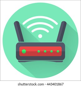 Wi fi wireless router web icon in flat style. Vector illustation
