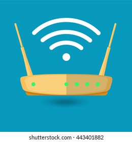 Wi fi wireless router web icon in flat style. Vector illustation