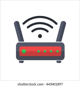 Wi fi wireless router web icon in flat style. Vector illustation