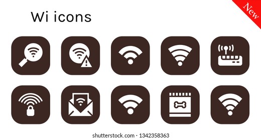 wi icon set. 10 filled wi icons.  Collection Of - Wifi, Wifi signal, Feed