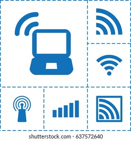 Wi icon. set of 6 wi filled icons such as signal, wi-fi
