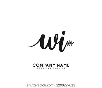 WI Initial Handwriting Logo Template Vector