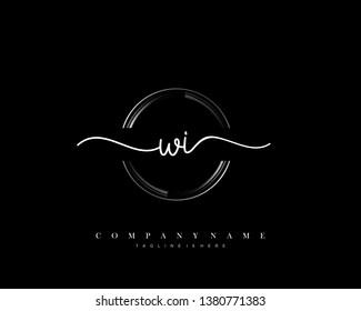 WI initial handwriting logo template vector