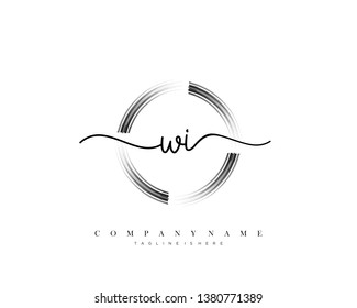WI initial handwriting logo template vector